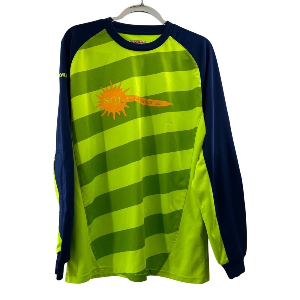 Vizari Soccer Goalkeeper Jersey Neon Yellow & Navy Long Sleeve‎ Polyester Large